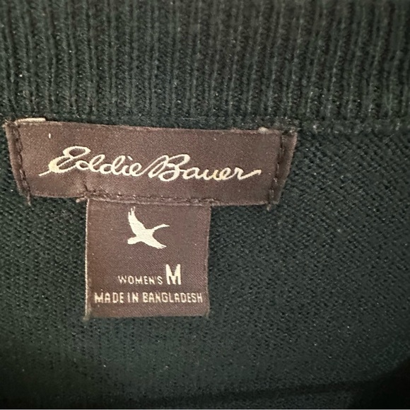 Eddie Bauer Green Cardigan Sweater V-Neck Knit - Picture 3 of 4